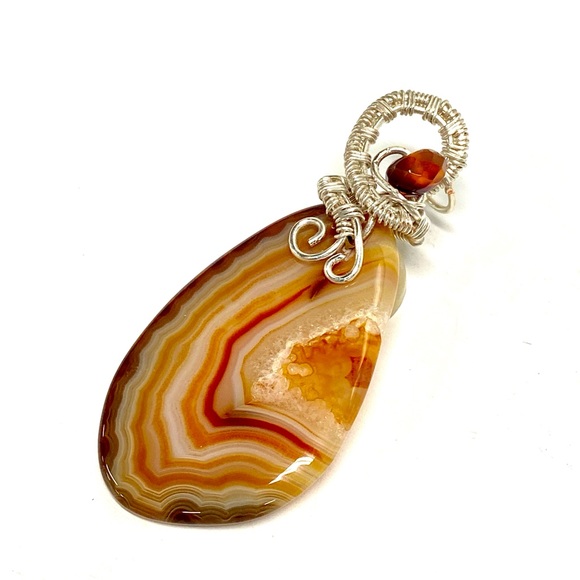 HANDMADE Agate Stone Hand Wrapped Pendant - Picture 4 of 10